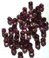50 6mm Triangle Faceted Amethyst with Antique Gold Coated Ends